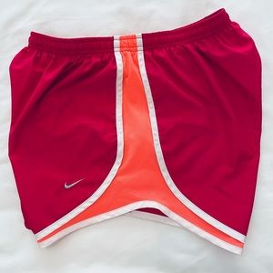 Nike - Women’s - Dri-Fit - Athletic Shorts - Dark Pink & Neon Orange